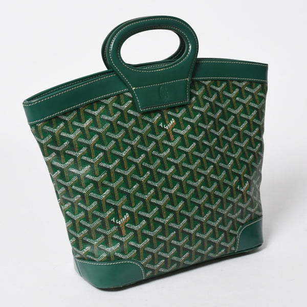 GOYARD ゴヤール BELUGA PM ベルーガPM ハンドバッグ コーティングキャンバス ヘリンボーン レザー グリーン シルバー金具 美品 中古 4a007166
