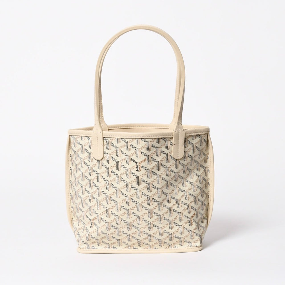 新品同様品 GOYARD ゴヤール トートバッグ Anjou Mini アンジュ ミニ アイボリー サンド ブラック ブラウン リバーシブル 中古 4a007152
