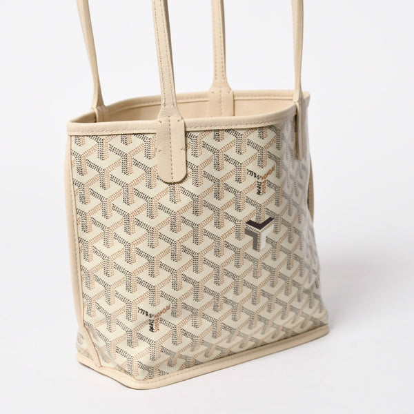新品同様品 GOYARD ゴヤール トートバッグ Anjou Mini アンジュ ミニ アイボリー サンド ブラック ブラウン リバーシブル 中古 4a007152