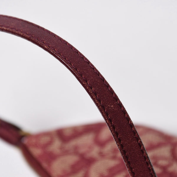 Christian Dior クリスチャンディオール サドルバッグ トロッター レッド 総柄 コットンキャンバス ショルダーバッグ 美品 中古 4a007167