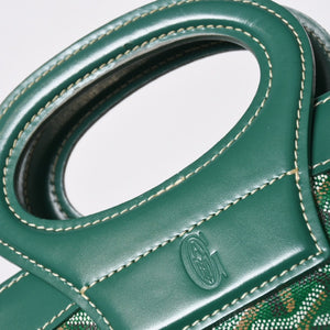 GOYARD ゴヤール BELUGA PM ベルーガPM ハンドバッグ コーティングキャンバス ヘリンボーン レザー グリーン シルバー金具 美品 中古 4a007166