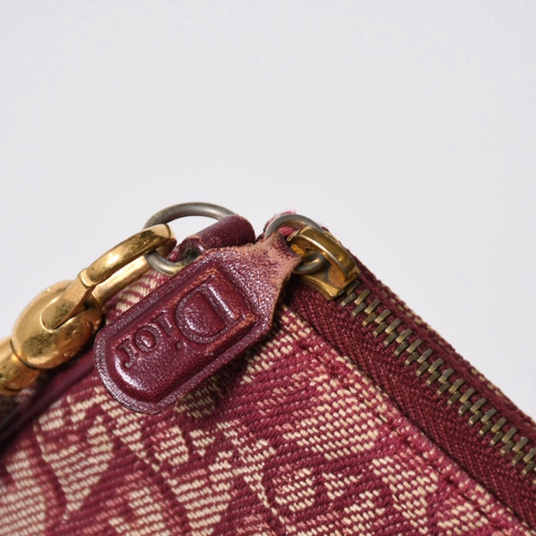 Christian Dior クリスチャンディオール サドルバッグ トロッター レッド 総柄 コットンキャンバス ショルダーバッグ 美品 中古 4a007167