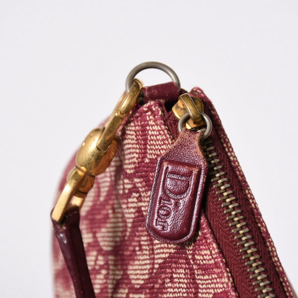 Christian Dior クリスチャンディオール サドルバッグ トロッター レッド 総柄 コットンキャンバス ショルダーバッグ 美品 中古 4a007167