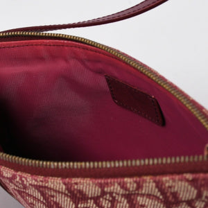 Christian Dior クリスチャンディオール サドルバッグ トロッター レッド 総柄 コットンキャンバス ショルダーバッグ 美品 中古 4a007167