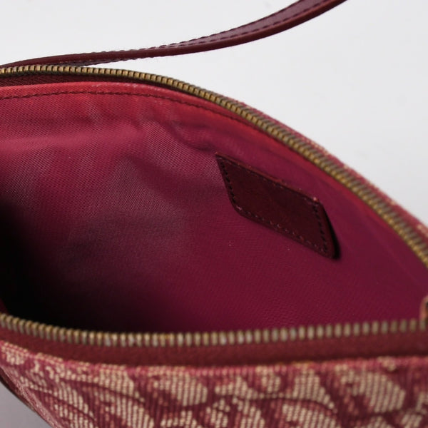 Christian Dior クリスチャンディオール サドルバッグ トロッター レッド 総柄 コットンキャンバス ショルダーバッグ 美品 中古 4a007167