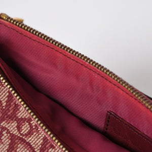 Christian Dior クリスチャンディオール サドルバッグ トロッター レッド 総柄 コットンキャンバス ショルダーバッグ 美品 中古 4a007167