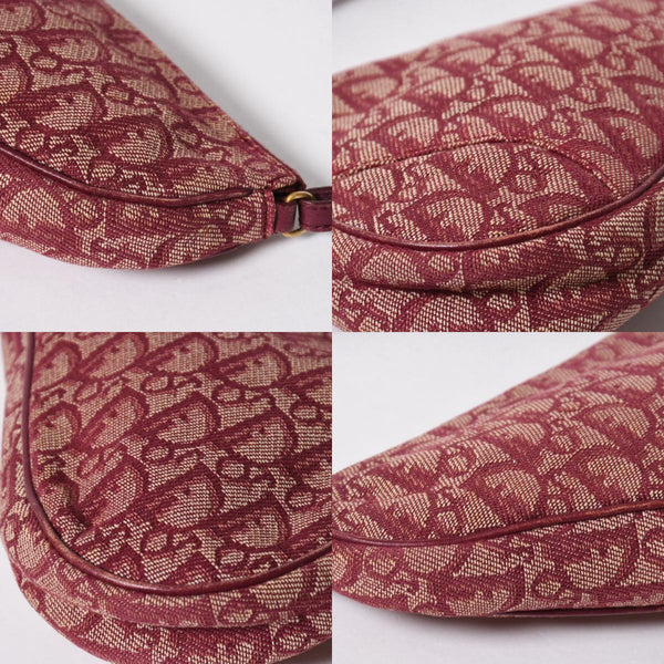 Christian Dior クリスチャンディオール サドルバッグ トロッター レッド 総柄 コットンキャンバス ショルダーバッグ 美品 中古 4a007167