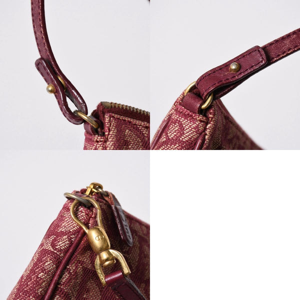 Christian Dior クリスチャンディオール サドルバッグ トロッター レッド 総柄 コットンキャンバス ショルダーバッグ 美品 中古 4a007167