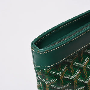GOYARD ゴヤール BELUGA PM ベルーガPM ハンドバッグ コーティングキャンバス ヘリンボーン レザー グリーン シルバー金具 美品 中古 4a007166