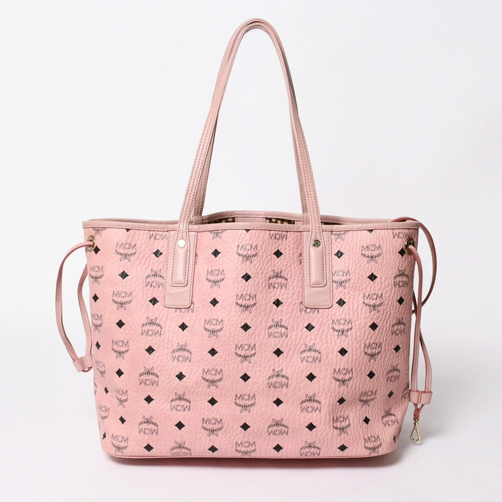 極美品 MCM エムシーエム ハンドバッグ トート ショッパーバッグ Liz ヴィセトス柄 ロゴプレート ポーチ付 ピンク 中古 4a006920