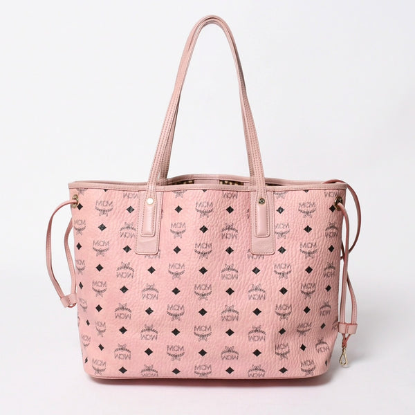 極美品 MCM エムシーエム ハンドバッグ トート ショッパーバッグ Liz ヴィセトス柄 ロゴプレート ポーチ付 ピンク 中古 4a006920