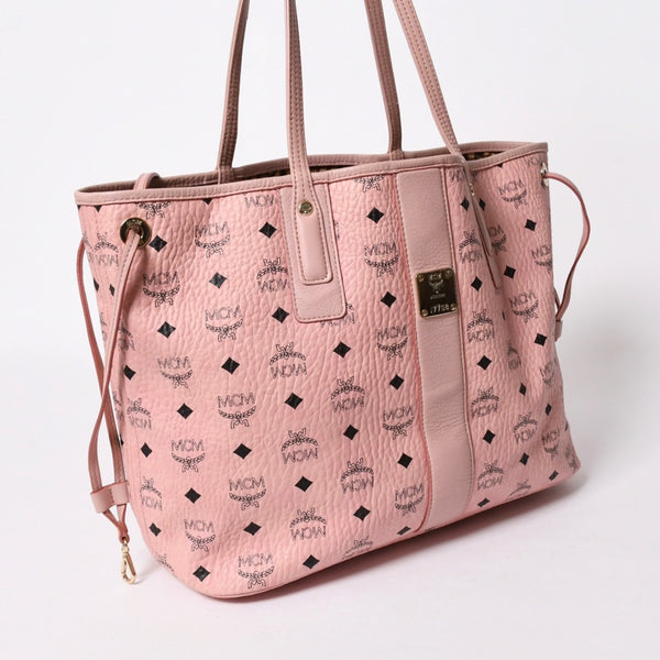 極美品 MCM エムシーエム ハンドバッグ トート ショッパーバッグ Liz ヴィセトス柄 ロゴプレート ポーチ付 ピンク 中古 4a006920