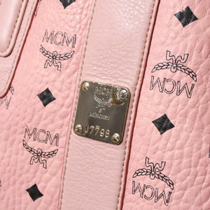 極美品 MCM エムシーエム ハンドバッグ トート ショッパーバッグ Liz ヴィセトス柄 ロゴプレート ポーチ付 ピンク 中古 4a006920