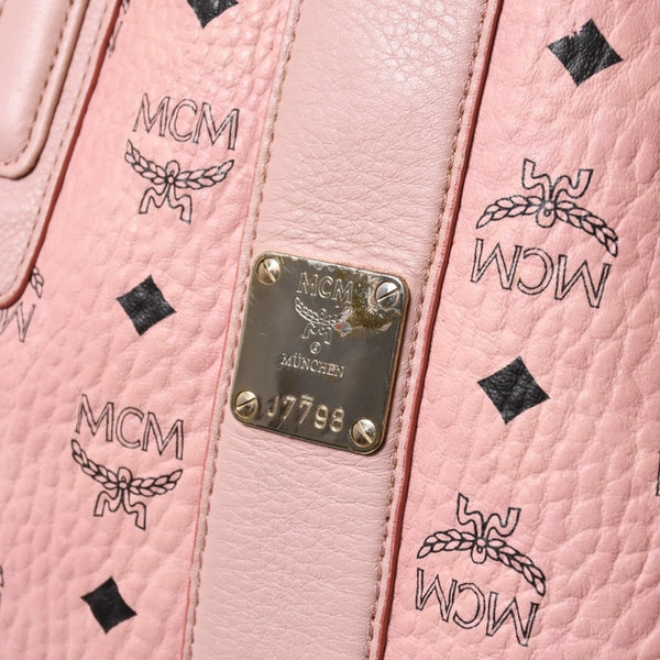 極美品 MCM エムシーエム ハンドバッグ トート ショッパーバッグ Liz ヴィセトス柄 ロゴプレート ポーチ付 ピンク 中古 4a006920