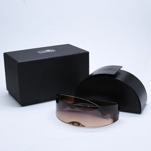 極美品 MM6 Maison Margiela エムエム6 メゾン マルジェラ ラップアラウンド サングラス S28YC0007 サイズ138□00 110 ブラウン 中古 4a007031