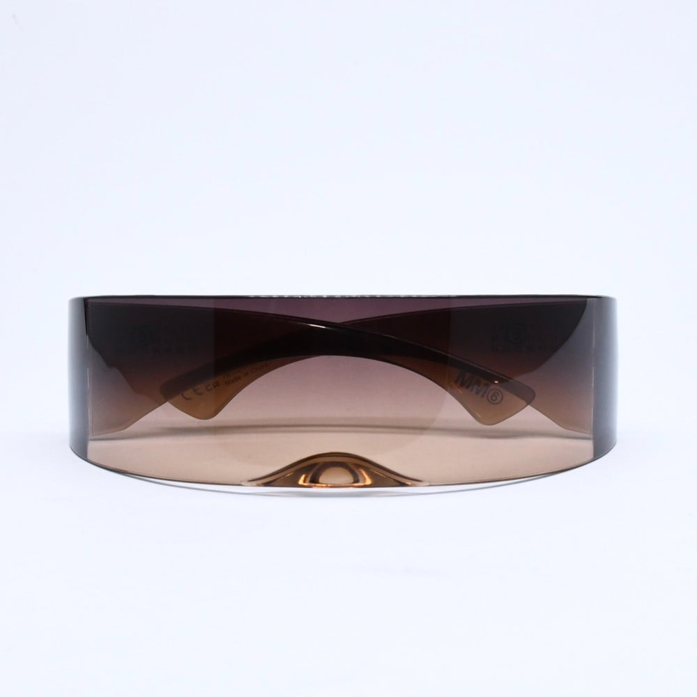 極美品 MM6 Maison Margiela エムエム6 メゾン マルジェラ ラップアラウンド サングラス S28YC0007 サイズ138□00 110 ブラウン 中古 4a007031