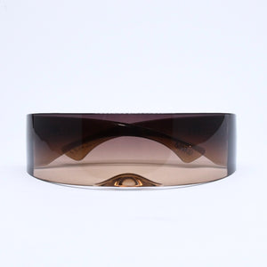 極美品 MM6 Maison Margiela エムエム6 メゾン マルジェラ ラップアラウンド サングラス S28YC0007 サイズ138□00 110 ブラウン 中古 4a007031