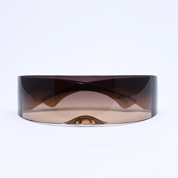 極美品 MM6 Maison Margiela エムエム6 メゾン マルジェラ ラップアラウンド サングラス S28YC0007 サイズ138□00 110 ブラウン 中古 4a007031