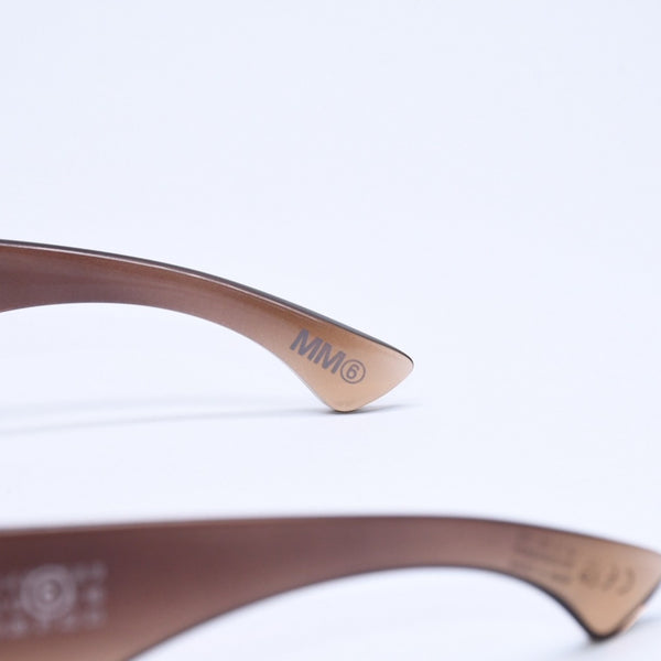 極美品 MM6 Maison Margiela エムエム6 メゾン マルジェラ ラップアラウンド サングラス S28YC0007 サイズ138□00 110 ブラウン 中古 4a007031
