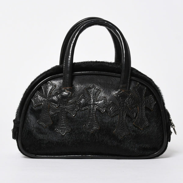 極美品 CHROME HEARTS クロムハーツ TINY GYM BAG タイニー ジムバッグ セメタリークロスパッチ 10パッチ ハラコ シルバー925 中古 4b012199