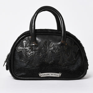 極美品 CHROME HEARTS クロムハーツ TINY GYM BAG タイニー ジムバッグ セメタリークロスパッチ 10パッチ ハラコ シルバー925 中古 4b012199