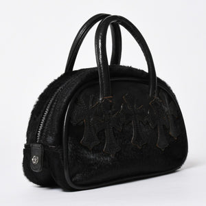 極美品 CHROME HEARTS クロムハーツ TINY GYM BAG タイニー ジムバッグ セメタリークロスパッチ 10パッチ ハラコ シルバー925 中古 4b012199