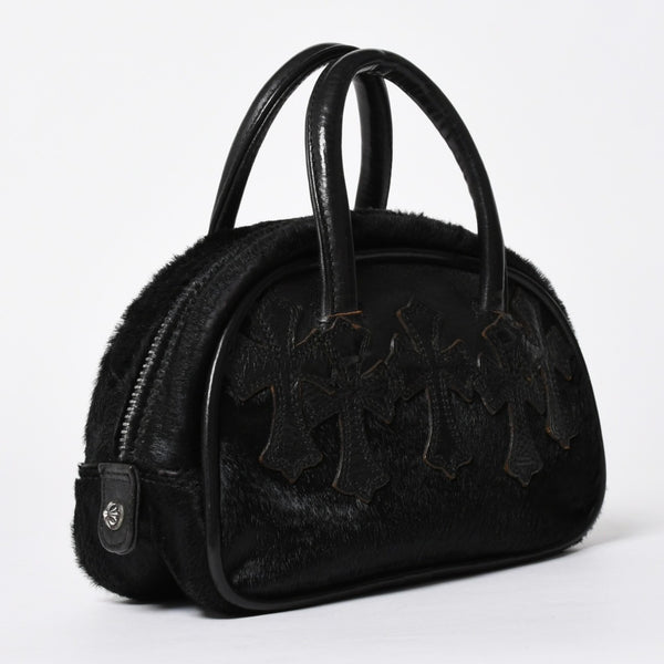 極美品 CHROME HEARTS クロムハーツ TINY GYM BAG タイニー ジムバッグ セメタリークロスパッチ 10パッチ ハラコ シルバー925 中古 4b012199