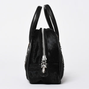 極美品 CHROME HEARTS クロムハーツ TINY GYM BAG タイニー ジムバッグ セメタリークロスパッチ 10パッチ ハラコ シルバー925 中古 4b012199