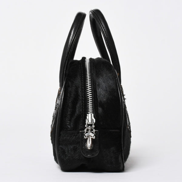 極美品 CHROME HEARTS クロムハーツ TINY GYM BAG タイニー ジムバッグ セメタリークロスパッチ 10パッチ ハラコ シルバー925 中古 4b012199