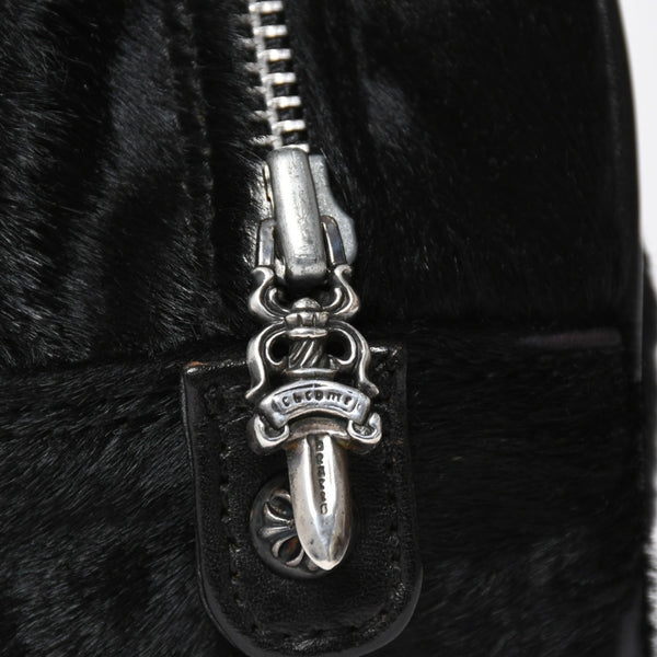 極美品 CHROME HEARTS クロムハーツ TINY GYM BAG タイニー ジムバッグ セメタリークロスパッチ 10パッチ ハラコ シルバー925 中古 4b012199