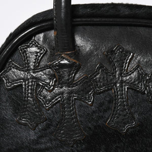 極美品 CHROME HEARTS クロムハーツ TINY GYM BAG タイニー ジムバッグ セメタリークロスパッチ 10パッチ ハラコ シルバー925 中古 4b012199
