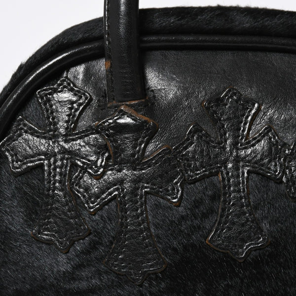 極美品 CHROME HEARTS クロムハーツ TINY GYM BAG タイニー ジムバッグ セメタリークロスパッチ 10パッチ ハラコ シルバー925 中古 4b012199