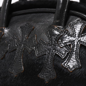 極美品 CHROME HEARTS クロムハーツ TINY GYM BAG タイニー ジムバッグ セメタリークロスパッチ 10パッチ ハラコ シルバー925 中古 4b012199