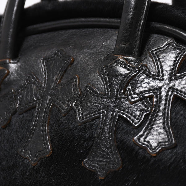 極美品 CHROME HEARTS クロムハーツ TINY GYM BAG タイニー ジムバッグ セメタリークロスパッチ 10パッチ ハラコ シルバー925 中古 4b012199