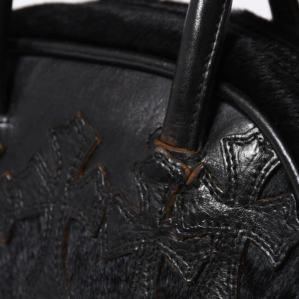 極美品 CHROME HEARTS クロムハーツ TINY GYM BAG タイニー ジムバッグ セメタリークロスパッチ 10パッチ ハラコ シルバー925 中古 4b012199