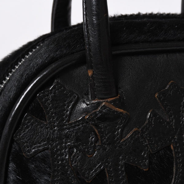 極美品 CHROME HEARTS クロムハーツ TINY GYM BAG タイニー ジムバッグ セメタリークロスパッチ 10パッチ ハラコ シルバー925 中古 4b012199