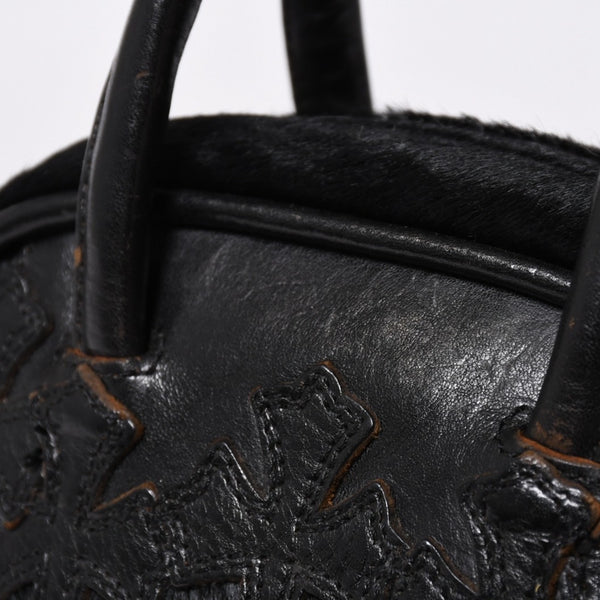 極美品 CHROME HEARTS クロムハーツ TINY GYM BAG タイニー ジムバッグ セメタリークロスパッチ 10パッチ ハラコ シルバー925 中古 4b012199