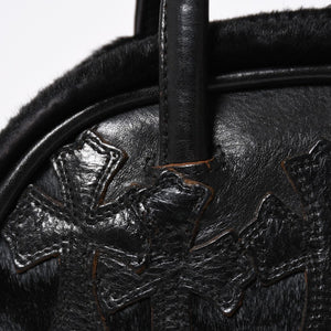 極美品 CHROME HEARTS クロムハーツ TINY GYM BAG タイニー ジムバッグ セメタリークロスパッチ 10パッチ ハラコ シルバー925 中古 4b012199