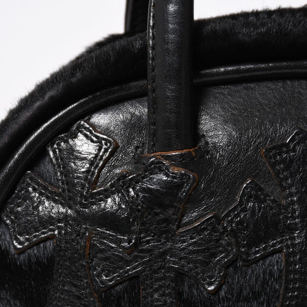 極美品 CHROME HEARTS クロムハーツ TINY GYM BAG タイニー ジムバッグ セメタリークロスパッチ 10パッチ ハラコ シルバー925 中古 4b012199