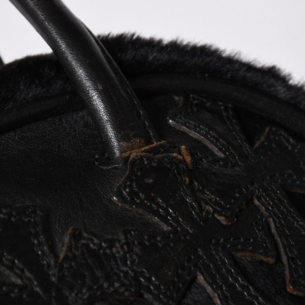 極美品 CHROME HEARTS クロムハーツ TINY GYM BAG タイニー ジムバッグ セメタリークロスパッチ 10パッチ ハラコ シルバー925 中古 4b012199