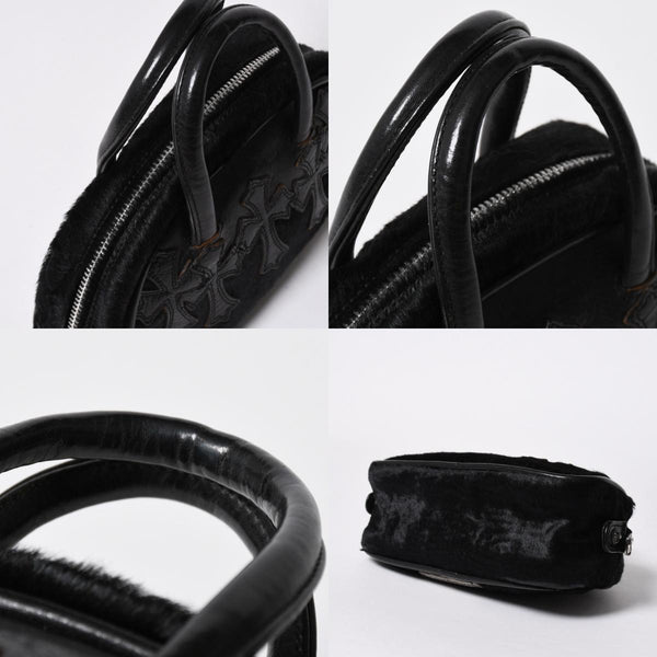 極美品 CHROME HEARTS クロムハーツ TINY GYM BAG タイニー ジムバッグ セメタリークロスパッチ 10パッチ ハラコ シルバー925 中古 4b012199