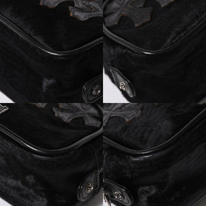 極美品 CHROME HEARTS クロムハーツ TINY GYM BAG タイニー ジムバッグ セメタリークロスパッチ 10パッチ ハラコ シルバー925 中古 4b012199