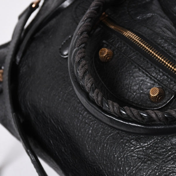 極美品 BALENCIAGA バレンシアガ ジャイアント シティ ハンドバッグ 281770 2WAY ブラック ラムスキン ローズゴールド金具 中古 4a007118