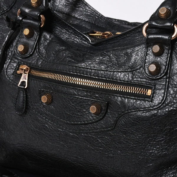 極美品 BALENCIAGA バレンシアガ ジャイアント シティ ハンドバッグ 281770 2WAY ブラック ラムスキン ローズゴールド金具 中古 4a007118