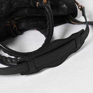 極美品 BALENCIAGA バレンシアガ ジャイアント シティ ハンドバッグ 281770 2WAY ブラック ラムスキン ローズゴールド金具 中古 4a007118