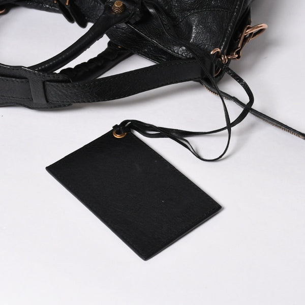 極美品 BALENCIAGA バレンシアガ ジャイアント シティ ハンドバッグ 281770 2WAY ブラック ラムスキン ローズゴールド金具 中古 4a007118