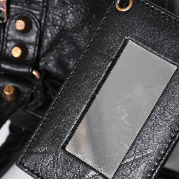 極美品 BALENCIAGA バレンシアガ ジャイアント シティ ハンドバッグ 281770 2WAY ブラック ラムスキン ローズゴールド金具 中古 4a007118