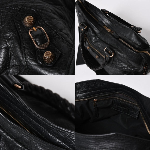 極美品 BALENCIAGA バレンシアガ ジャイアント シティ ハンドバッグ 281770 2WAY ブラック ラムスキン ローズゴールド金具 中古 4a007118