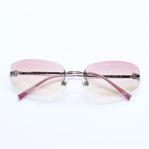 極美品 CHANEL シャネル リムレス サングラス アイウェア 4002 c.124/58 サイズ57□19 130 ココマーク ピンク 中古 4a007108
