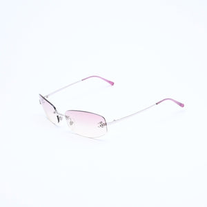 極美品 CHANEL シャネル リムレス サングラス アイウェア 4002 c.124/58 サイズ57□19 130 ココマーク ピンク 中古 4a007108